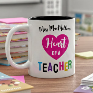 Taza Bicolor Corazón de un regalo de maestro guión rosa negro