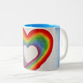 Taza Bicolor Corazón del arco iris