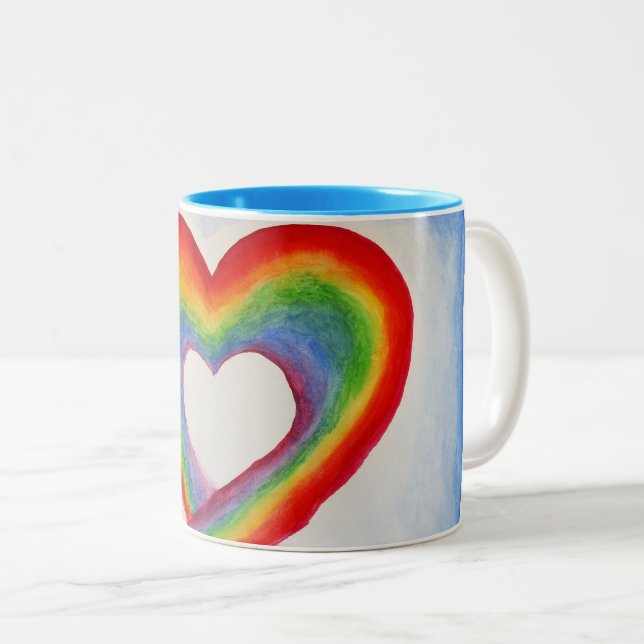Taza Bicolor Corazón del arco iris (Anverso derecho)