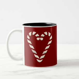 Taza Bicolor Corazón en forma de caña de caramelo Feliz Navidad