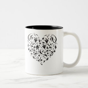 Taza Bicolor Corazón floral