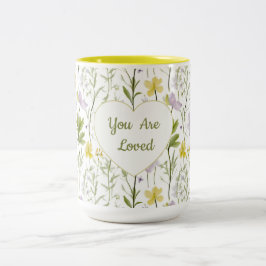 Taza Bicolor Corazón Floral Amado
