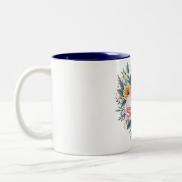 Taza Bicolor Corazón floral retro MAMA
