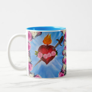 Taza Bicolor Corazón inmaculado personalizado de María
