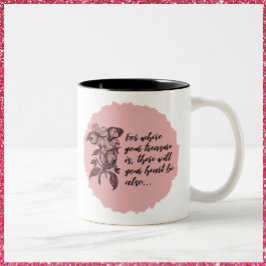 Taza Bicolor Corazón inspirador y tesoro citan a Mug