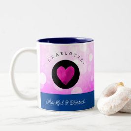 Taza Bicolor Corazón lindo agradecido y bendito agrega tu nombr