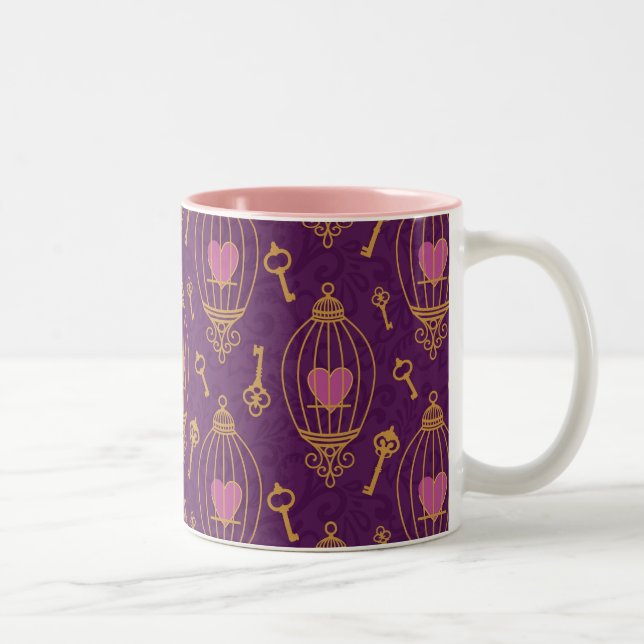Taza Bicolor Corazón-llave-modelo (Derecha)