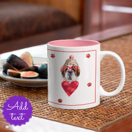 Taza Bicolor Corazón Patas San Bernardo Regalo Día de San Valen