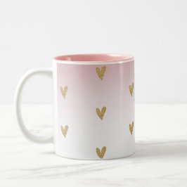 Taza Bicolor Corazón Purpurina Ombre Blanco Rosa