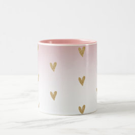 Taza Bicolor Corazón Purpurina Ombre Blanco Rosa