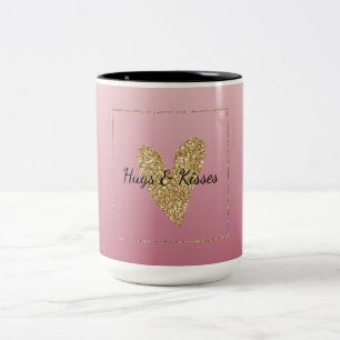 Taza Bicolor Corazón Purpurina Ombre Rosa