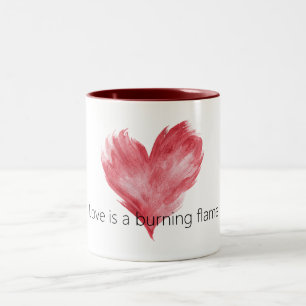 Taza Bicolor Corazón Rojo Amor Llama Ardiente