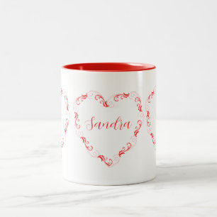 Taza Bicolor Corazón Rojo bonito San Valentín se llama café taz