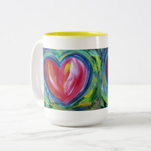 Taza Bicolor Corazón Rojo con Esperanza Arte Personalizado Café