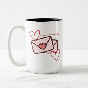 Taza Bicolor Corazón Rojo Feliz Día de San Valentín