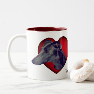 Taza Bicolor Corazón Rojo Gris Azul Personalizado