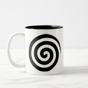 Taza Bicolor Corazón y círculos en espiral en negro y blanco Do