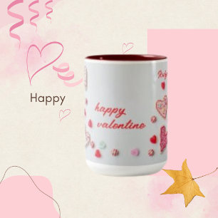 Taza Bicolor Corazón y formas de variedad moderna con caramelos