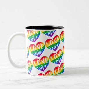 Taza Bicolor Corazones arco iris El amor es el orgullo del amor