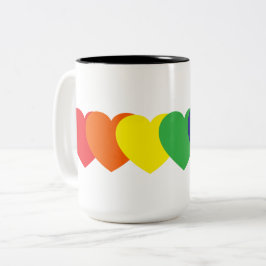 Taza Bicolor Corazones arcoiris