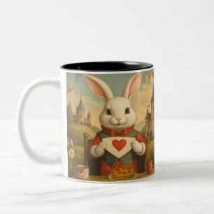 Taza Bicolor Corazones Caprichosos del Conejo Blanco Encantado