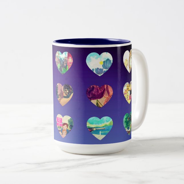 Taza Bicolor Corazones de acuarela (Anverso derecho)