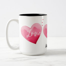 Taza Bicolor Corazones de amor rosados para El día de San Valen