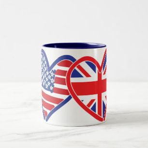 Taza Bicolor Corazones de bandera/bandera de la Unión American