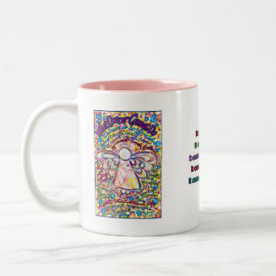 Taza Bicolor Corazones de primavera ángel de cáncer