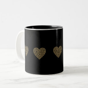Taza Bicolor Corazones de San Valentín Negros y Dorados