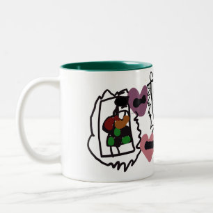 Taza Bicolor corazones de terrier escocés y verde 