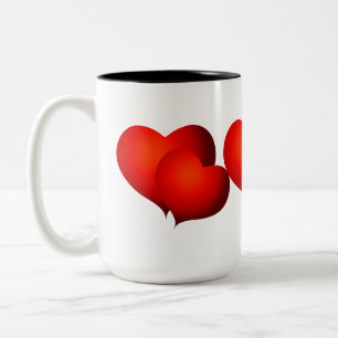 Taza Bicolor Corazones rojos satinados