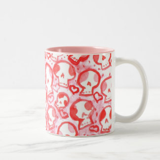 Taza Bicolor Corazones rosados y SugarSkulls