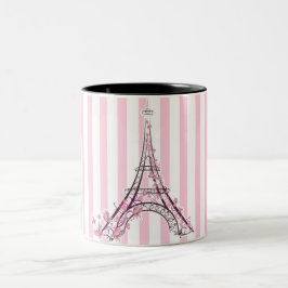 Taza Bicolor Corazones rosas y mariposas Paris Torre Eiffel