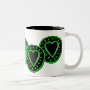 Taza Bicolor Corazones verdes y negros 3 Mug de dos tonos