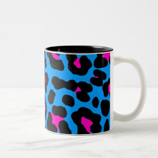 Taza Bicolor Corey Tiger 80s Azul Vintage Leopardo