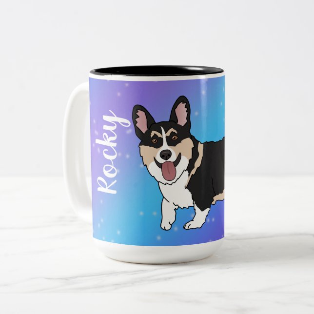 Taza Bicolor Corgi Puppy Galaxia (Anverso izquierdo)
