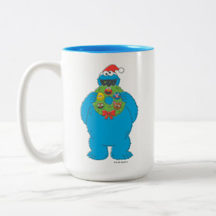 Taza Bicolor Corona de Navidad vintage de Cookie Monster
