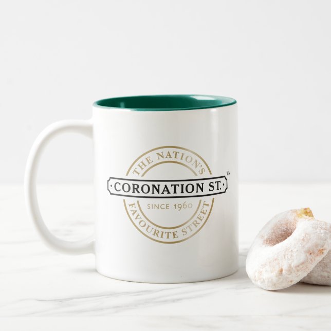 Taza Bicolor Coronation Street - Logo (Con donut)