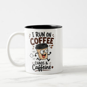 TAZA BICOLOR CORRO CON CAFÉ – CAOS Y CAFEÍNA
