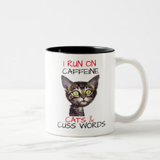 TAZA BICOLOR CORRO EN CAFFEINE CATS & CUSS WORDS