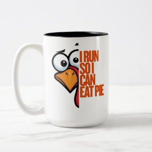 Taza Bicolor Corro para poder comer pastel Maratón del Pavo Cor