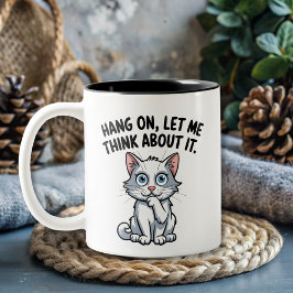 Taza Bicolor corten al gato espera, déjame pensarlo