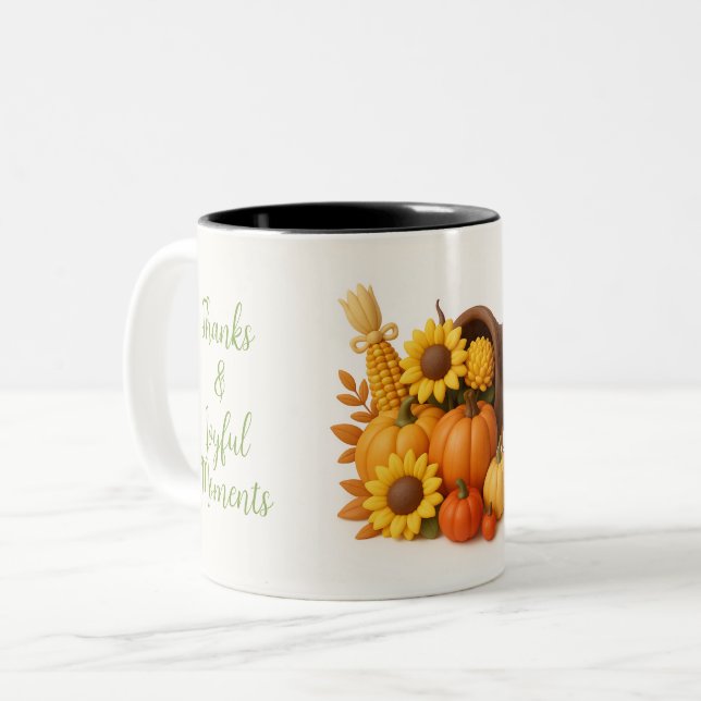 Taza Bicolor Cosecha de otoño - Gracias y momentos alegres (Anverso izquierdo)