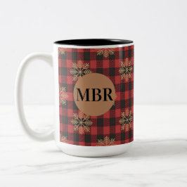 Taza Bicolor Country Kitchen Monogram Mug with Snowflakes