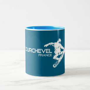 Taza Bicolor Courchevel France Snowboarder