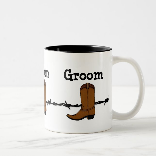 Taza Bicolor Cowboy Boot Groom Mug (Derecha)