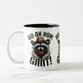Taza Bicolor Cowboy gracioso en Raccoon se va ahora al oeste de