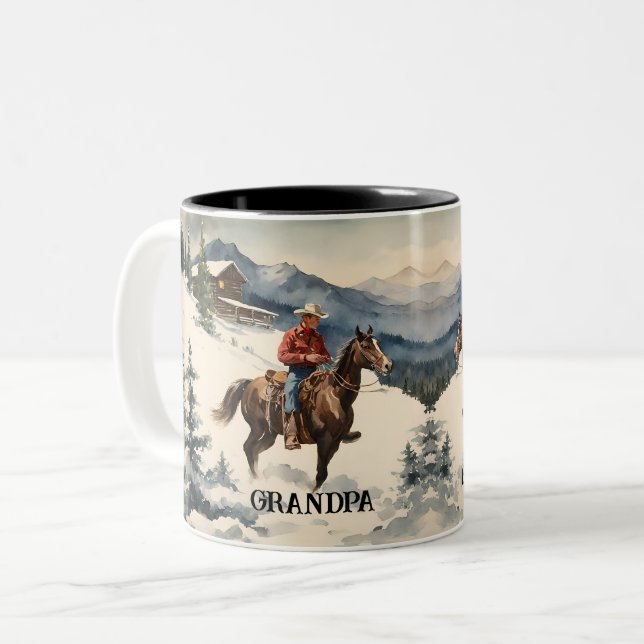 Taza Bicolor Cowboy occidental personalizado (Anverso izquierdo)