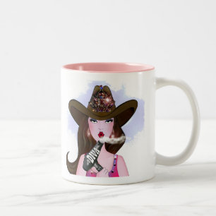 Taza Bicolor "Cowgirl Diva Hair Stylist" Café de dos tonos Mug